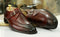 Handmade Men's Burgundy Leather Split Toe Shoes, Men Monk Strap Designer Dress Shoes