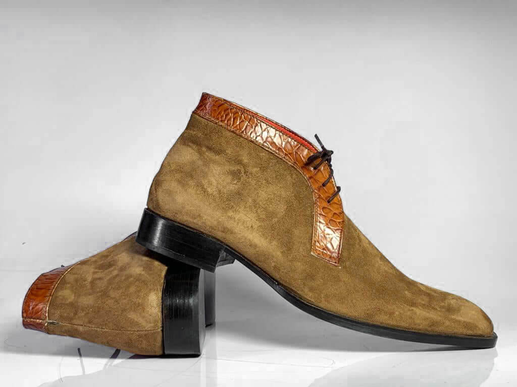 Handmade Men's Brown Suede Stylish Dress Chukka Boots, Men Ankle Boots, Men Fashion Boots