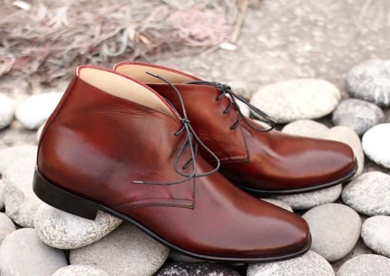 Awesome Handmade Men's Leather Burgundy Ankle Boots, Men's Dress Chukka Lace Up Boots, Men Designer Boots