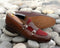 Awesome Handmade Men's Leather Suede Brown & Burgundy Double Monk Slip On Loafers