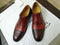 Stylish Men's Handmade Brown & Burgundy Cap Toe Brogue Dress Shoes - theleathersouq