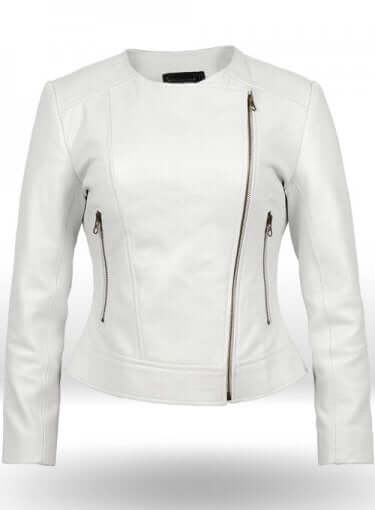 New Stylish Celebrity Leather White Jacket For Women, Ladies' Leather Jacket - theleathersouq