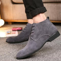 Elegant Handmade Gray Color Suede Boots, Men's Fashion Chukka Lace Up Boots - theleathersouq