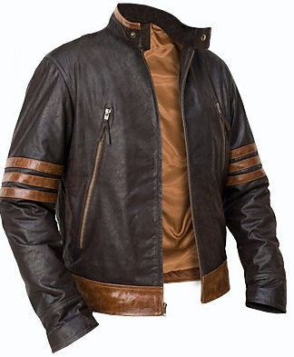 Leather Jacket Men's Genuine Lambskin Biker Style Ionic Brown Jacket | eBay