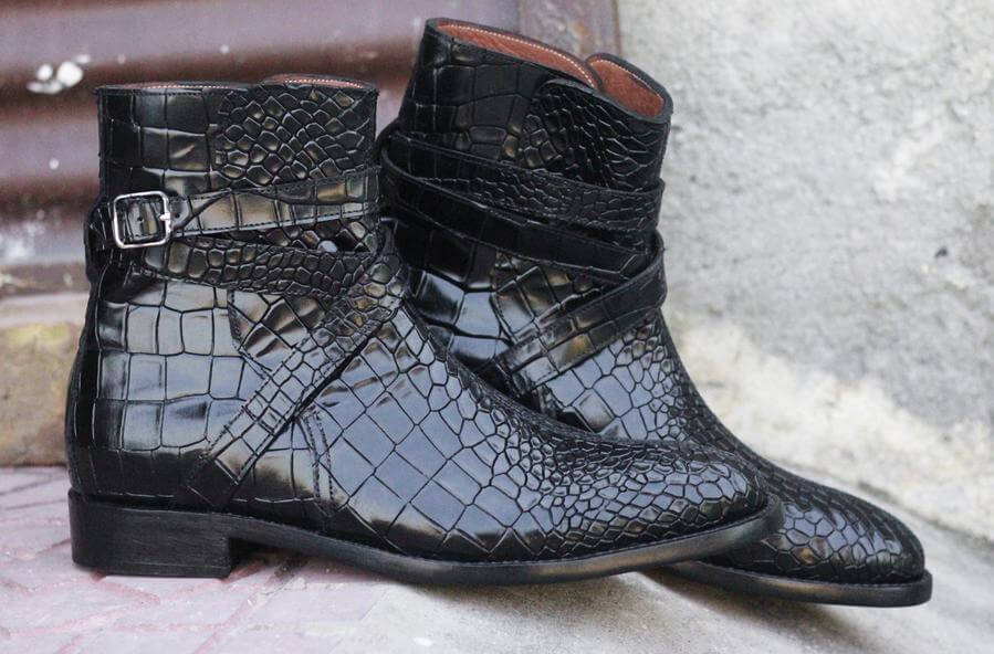 Awesome Handmade Men's Alligator Textured Leather Jodhpur Boots, Men  Fashion Dress Ankle Boots