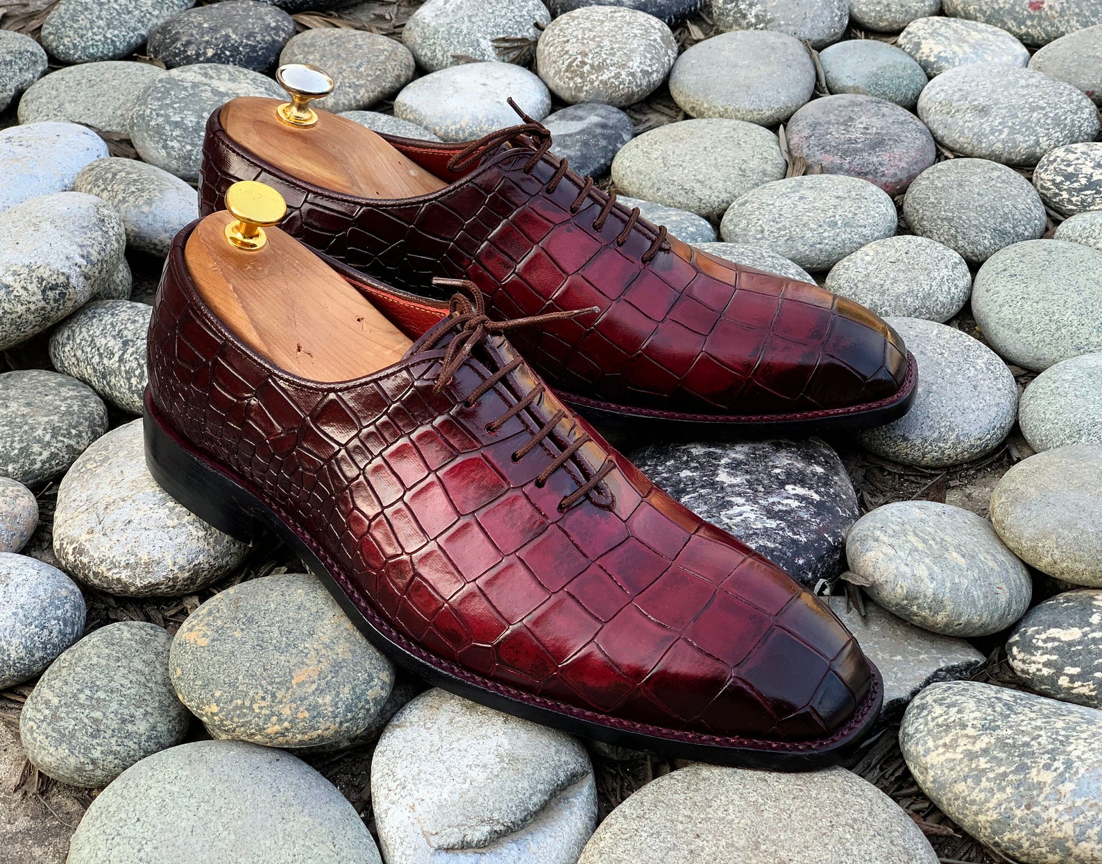 Handmade Men's Burgundy Whole Cut Leather Shoes, Men Slip On Dress For –  theleathersouq