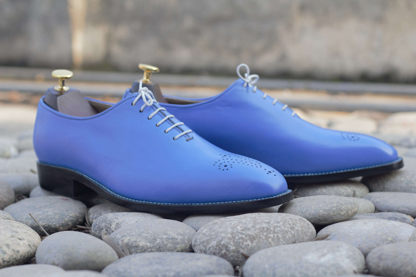 Elegant Handmade Men's Blue Leather Brogue Toe Shoes, Men Goodyear Welted Dress Formal Shoes