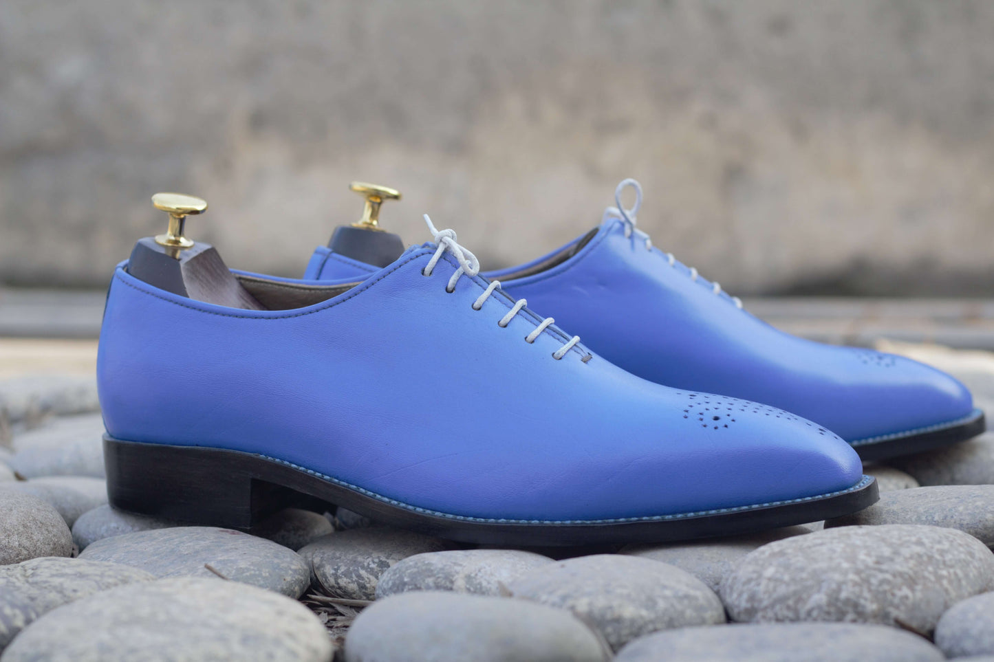 Elegant Handmade Men's Blue Leather Brogue Toe Shoes, Men Goodyear Welted Dress Formal Shoes