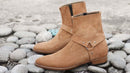 Awesome Handmade Men's Tan Suede Designer Zipper Boots, Men Fashion Ankle Boots