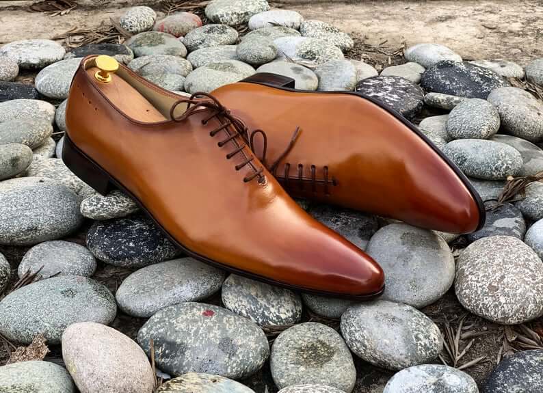 Awesome Handmade Men's Tan Leather Wholecut Pointed Toe Lace Up Shoes, Men Goodyear Welted Dress Formal Shoes