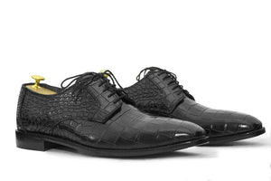 Elegant Handmade Men's Black Alligator Textured Leather Shoes, Men Dre ...