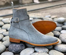 Awesome Handmade Men's Gray Suede Jodhpur Boots, Men Fashion Dress Ankle Boots