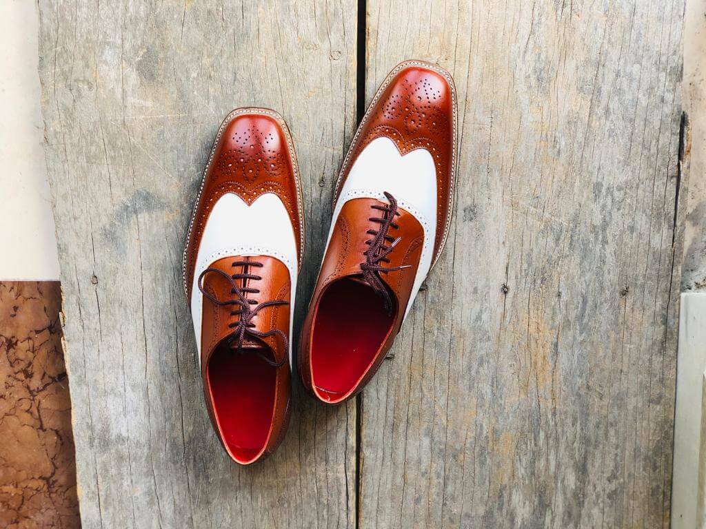 Stylish Handmade Men’s Leather Lace Up Dress Shoes, Men’s Brown Brogue Stylish Shoes - theleathersouq