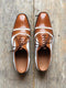 Handmade Men’s Leather Lace Up Shoes, Men’s Brown & White Brogue Stylish Shoes - theleathersouq