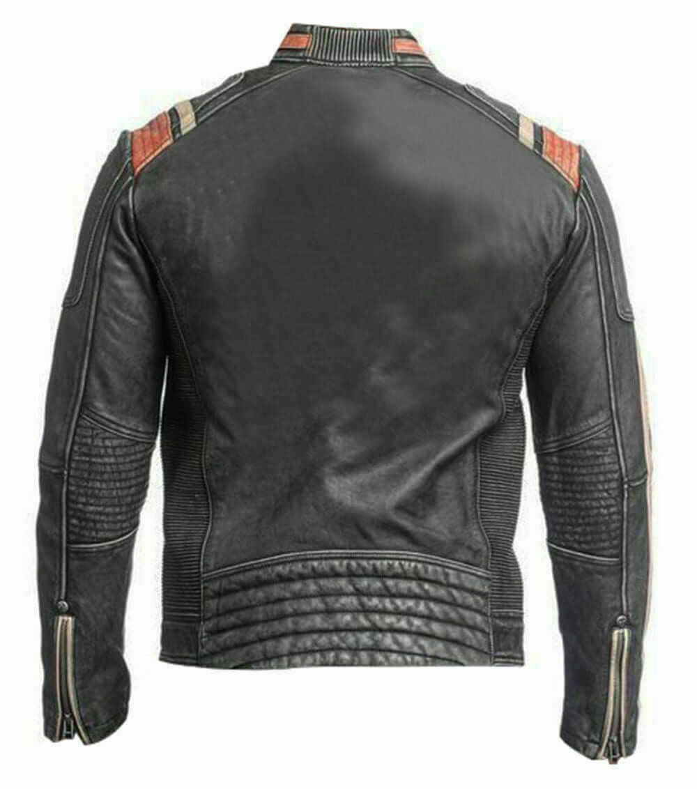 New Men's Retro 3 Cafe Racer Biker Vintage Motorcycle Distressed Moto Leather Jacket - theleathersouq