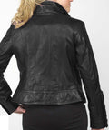 Stylish Women's Black Zipper Leather Jacket, Women's Black Leather Fashion jacket - theleathersouq