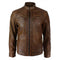 New Men’s Retro Style Zipped Biker Jacket, Real Leather Soft Brown Casual Men Jacket - theleathersouq