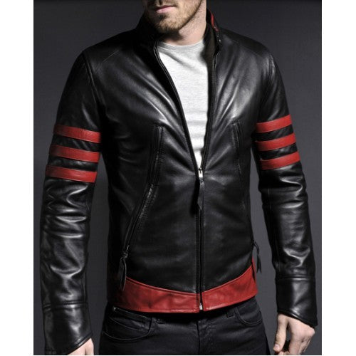 Men's Waxed Dual Zipper Red Burnished Leather Jacket - Jackets Masters