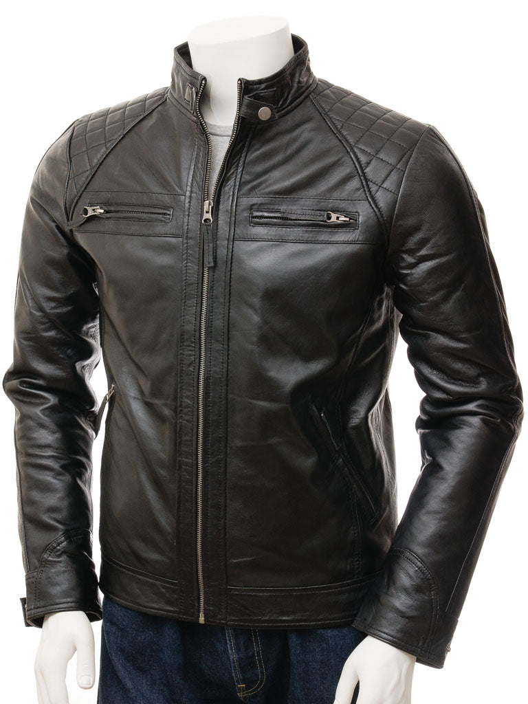Stylish Men’s Black Biker Leather Jacket, Handmade Genuine fashion bik ...