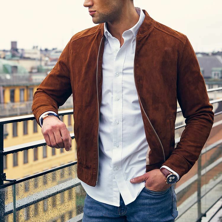 Men's Fashion brown Suede biker Jacket, Casual Suede Jacket For Men –  theleathersouq